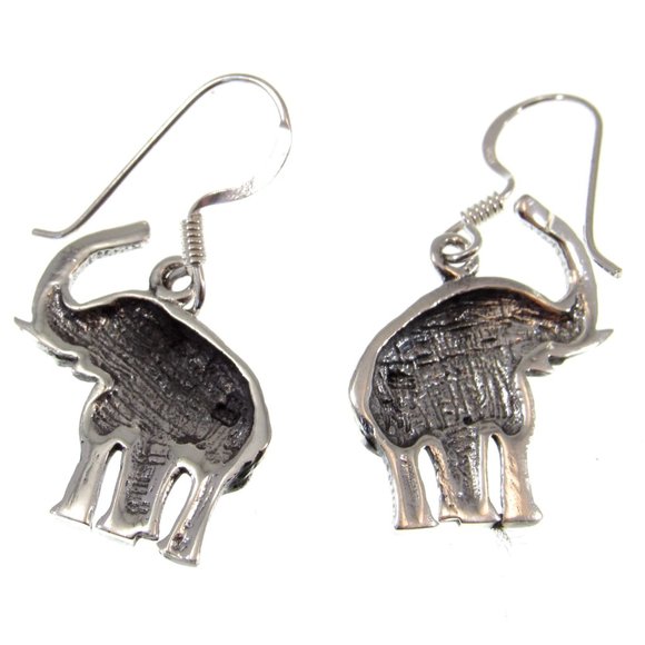 Solid 925 Sterling Silver Elephant Drop Dangle Earrings Safari Wildlife Jewelry - Picture 8 of 8
